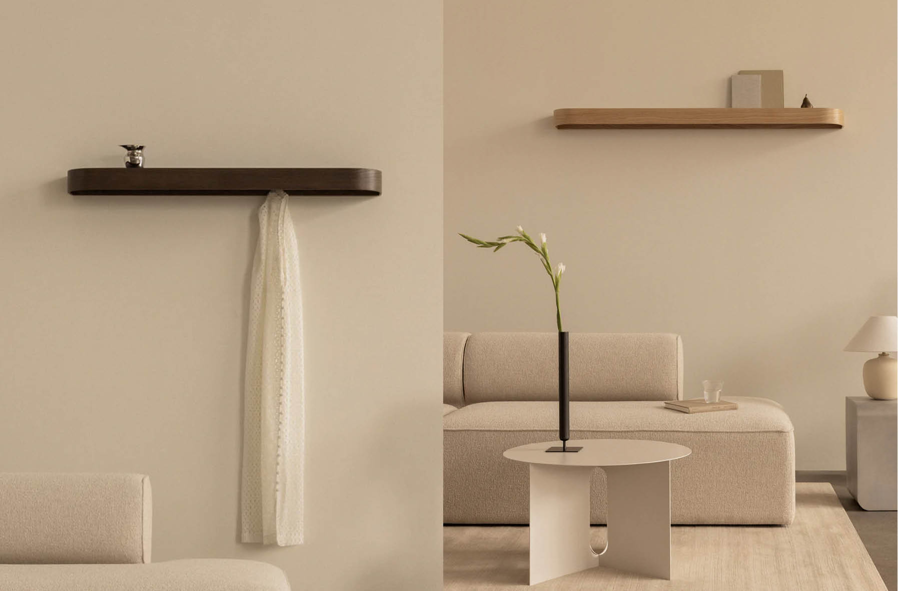 Etagère avec Crochets 'Epoch'<br /> Audo. finitions & tailles au choix