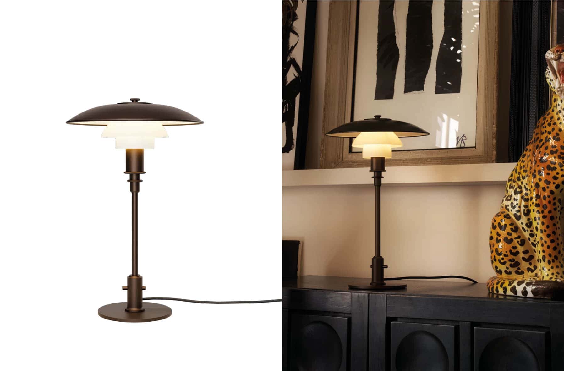 Lampe '3/2 Aged Brass Opal Poul Henningsen